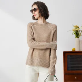 100% Cashmere Crew Neck Unique Seam Sweater