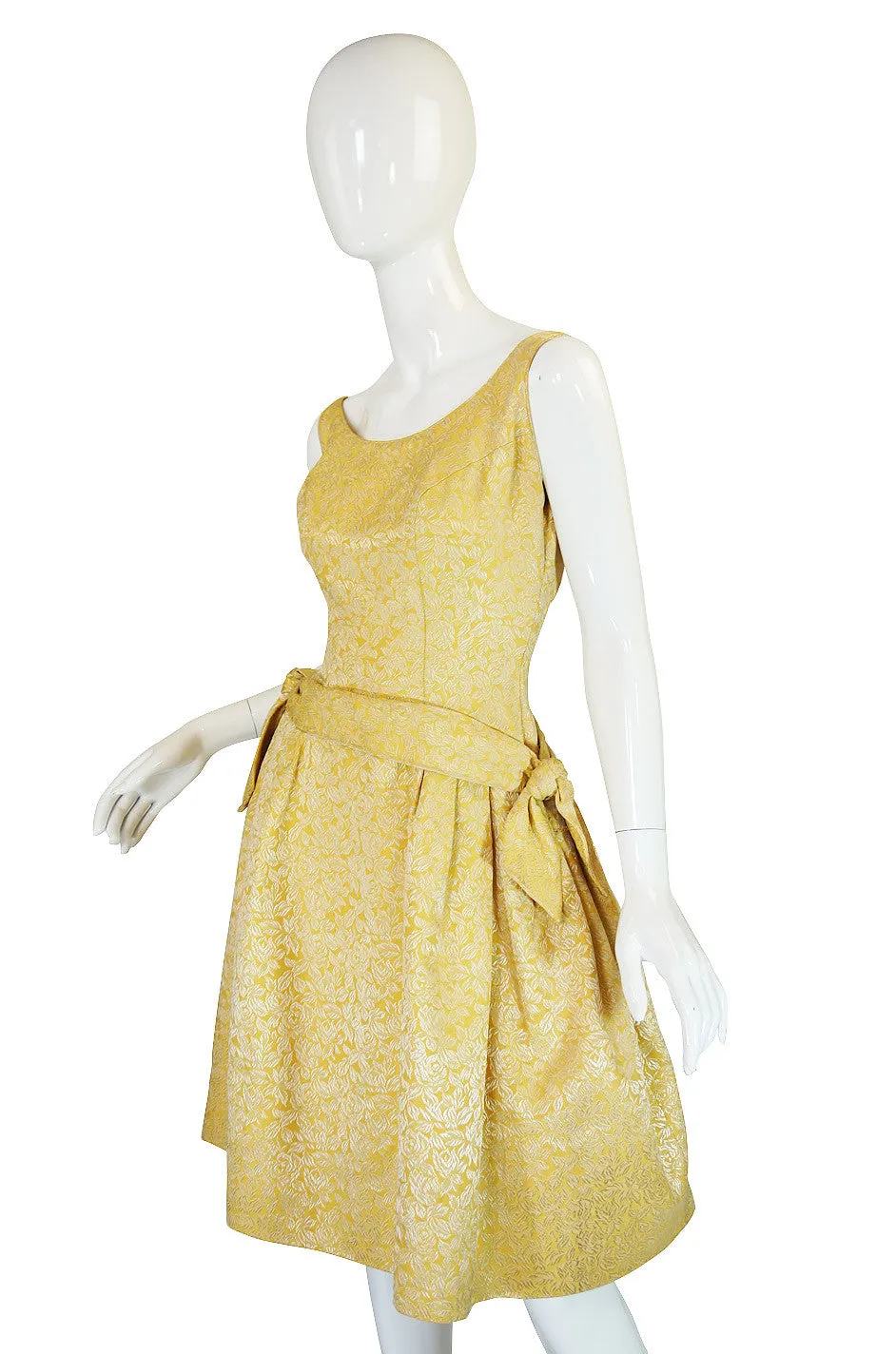 1950s Golden Silk Brocade Cocktail Dress