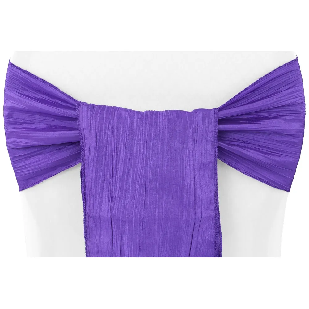 Accordion Crinkle Taffeta Chair Sash - Purple