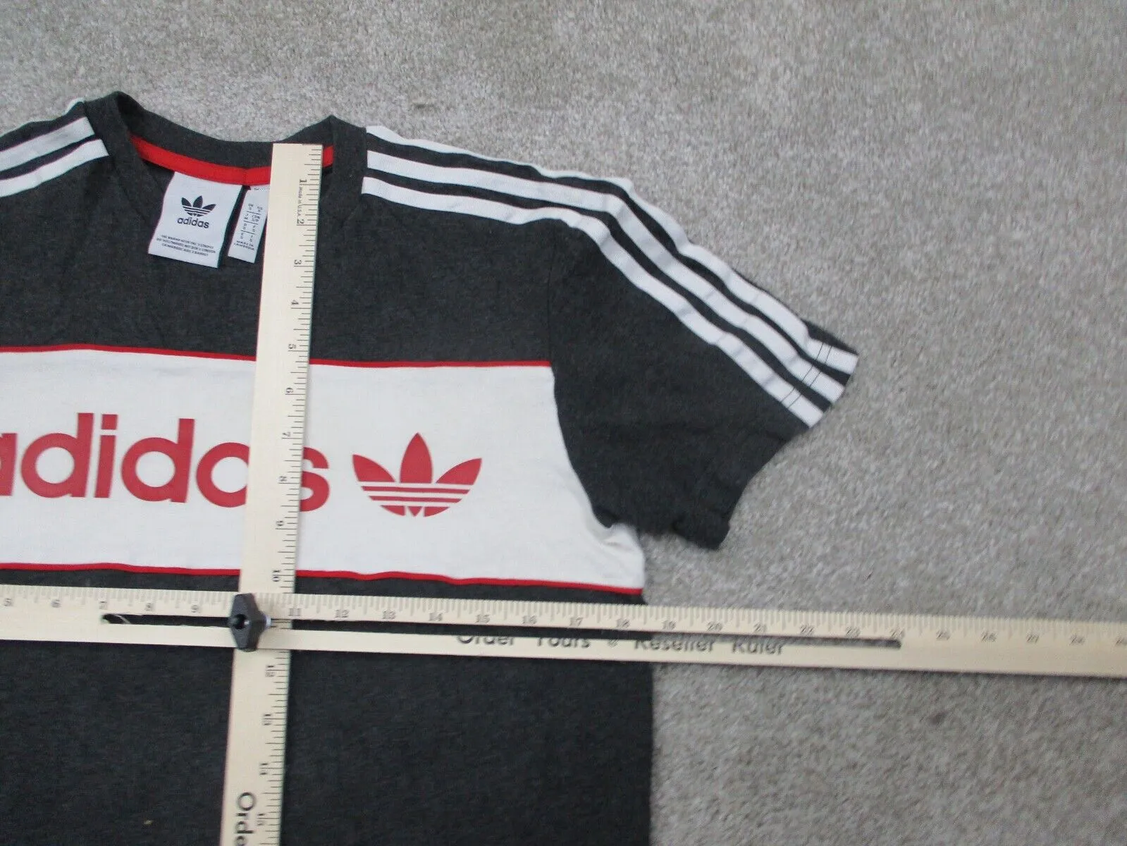 Adidas Boys Graphic T Shirt Shorts Sleeves Crew Neck Black White Size Small