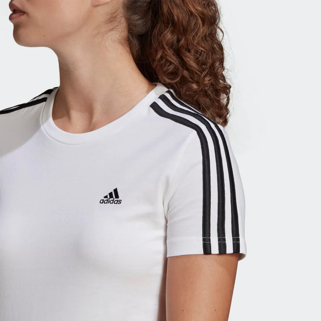 ADIDAS WOMEN LOUNGEWEAR ESSENTIALS SLIM 3-STRIPES TEE WHITE