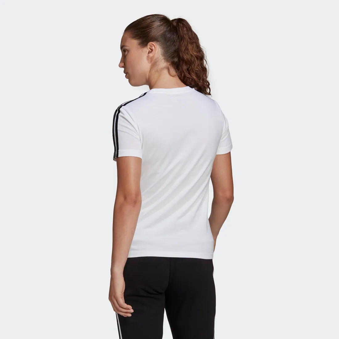 ADIDAS WOMEN LOUNGEWEAR ESSENTIALS SLIM 3-STRIPES TEE WHITE