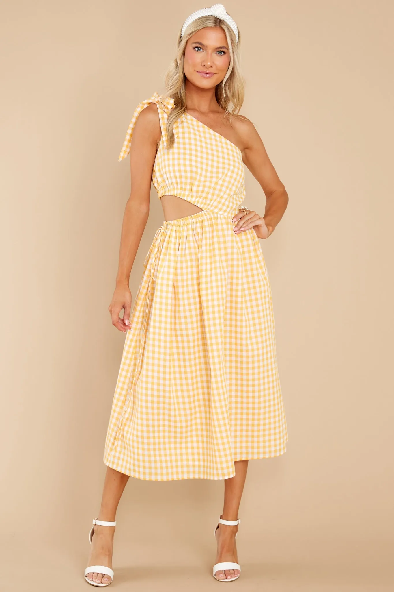 All The Excitement Yellow Gingham Midi Dress