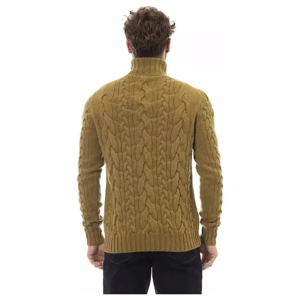 Alpha Studio Brown Wool Men Sweater