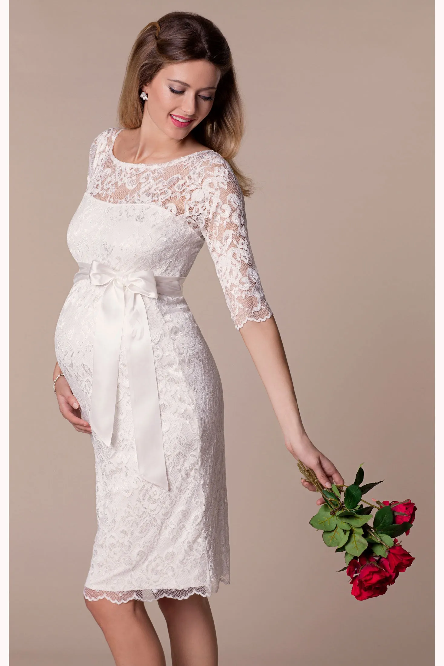 Amelia Lace Bridal Wedding Maternity Dress in Ivory