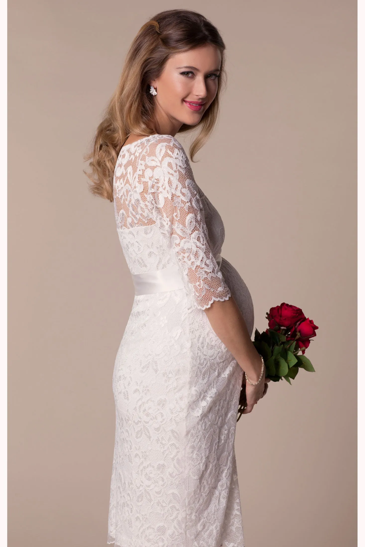 Amelia Lace Bridal Wedding Maternity Dress in Ivory