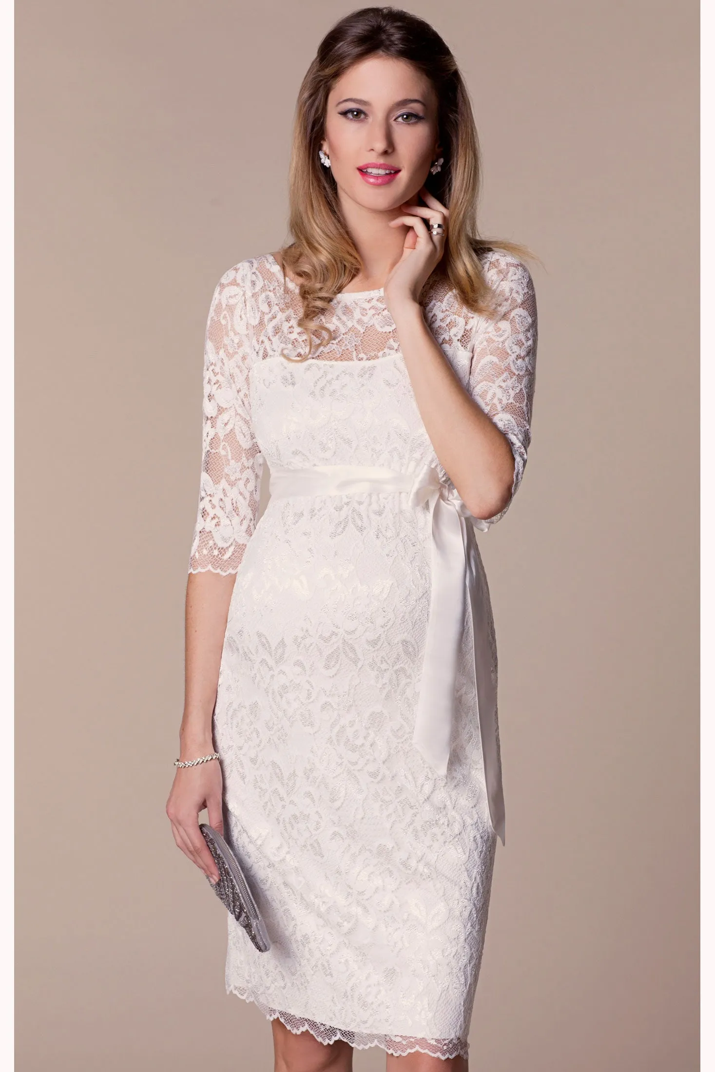 Amelia Lace Bridal Wedding Maternity Dress in Ivory