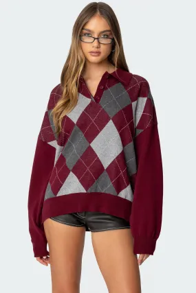 Argyle Oversized Polo Sweater