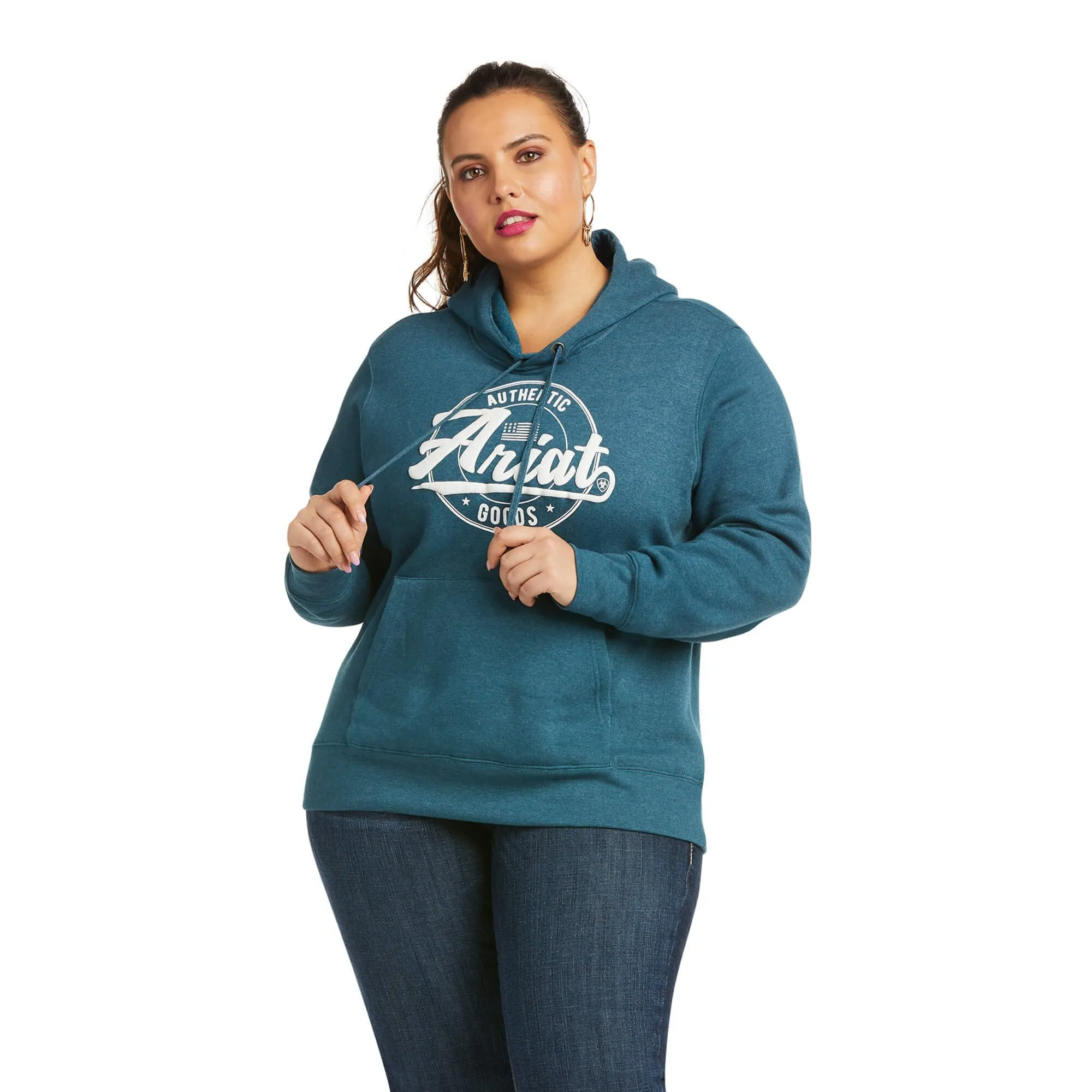 Ariat Women's REAL Arm Logo Hoodie, Teal