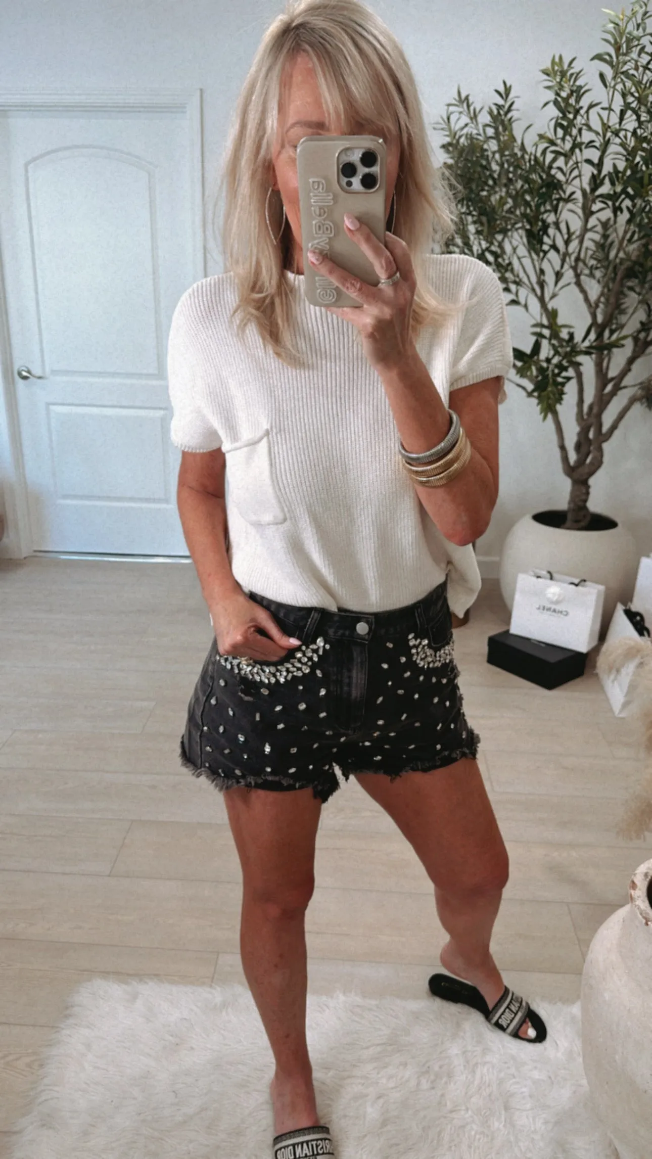 AS SEEN ON BRITT HORTON!! Rhinestone Black Denim Shorts