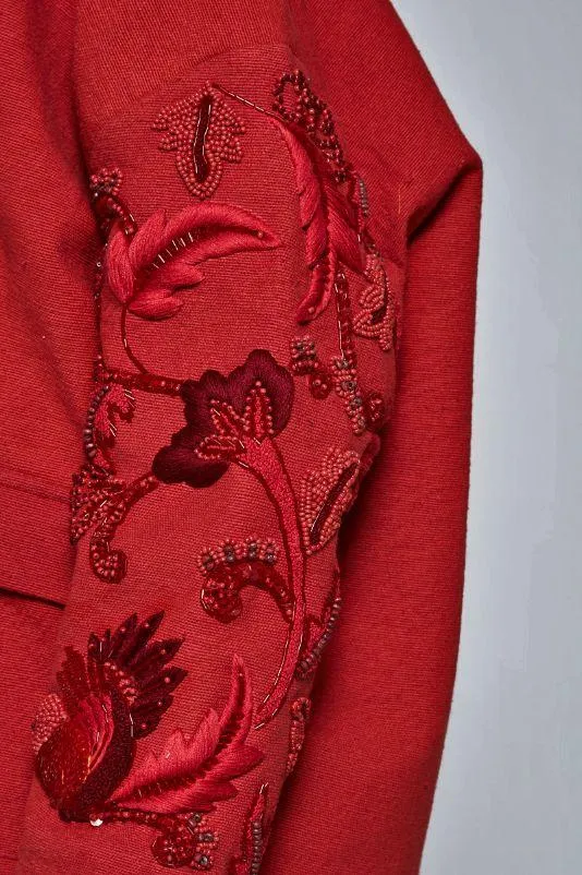 AZA Red Hand-Embroidered Coat