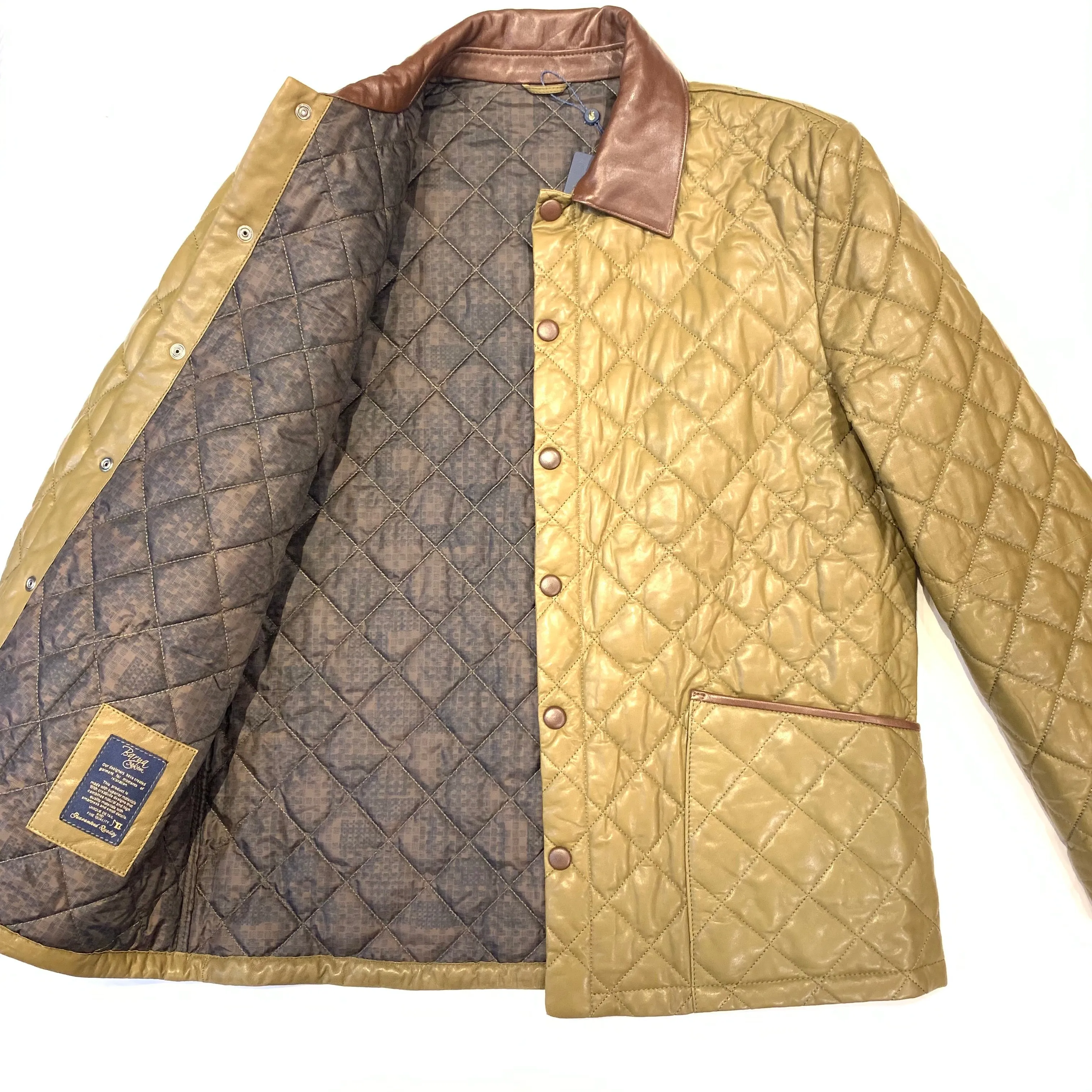 Barya NewYork British Quilted Olive Brown Lambskin Jacket