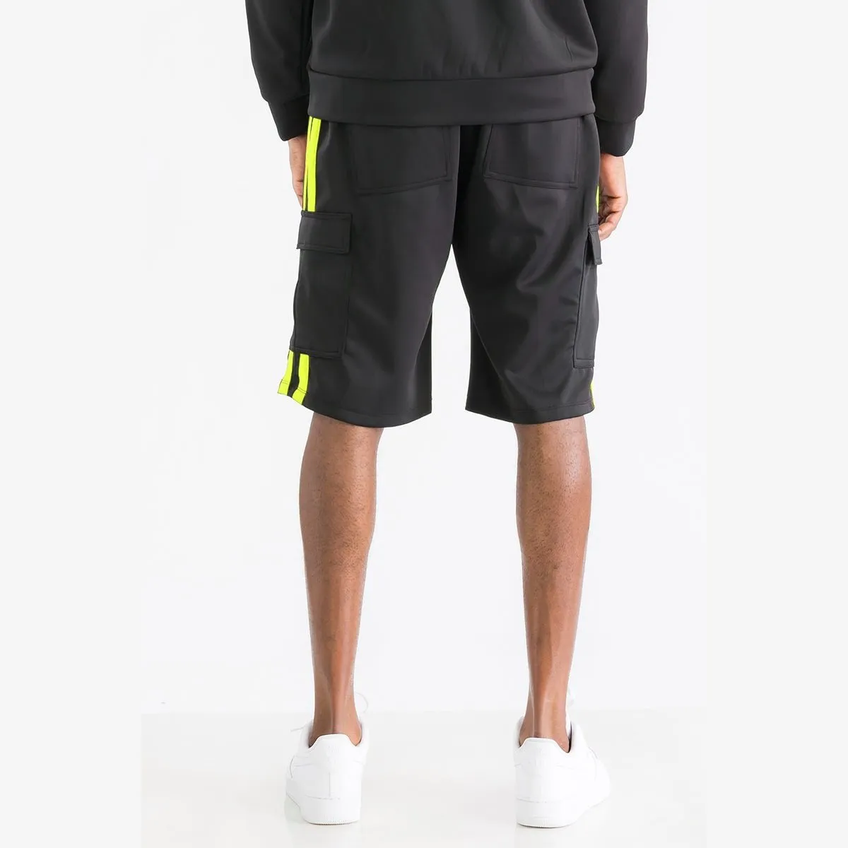 Black & Lime Cargo Pocket Track Shorts