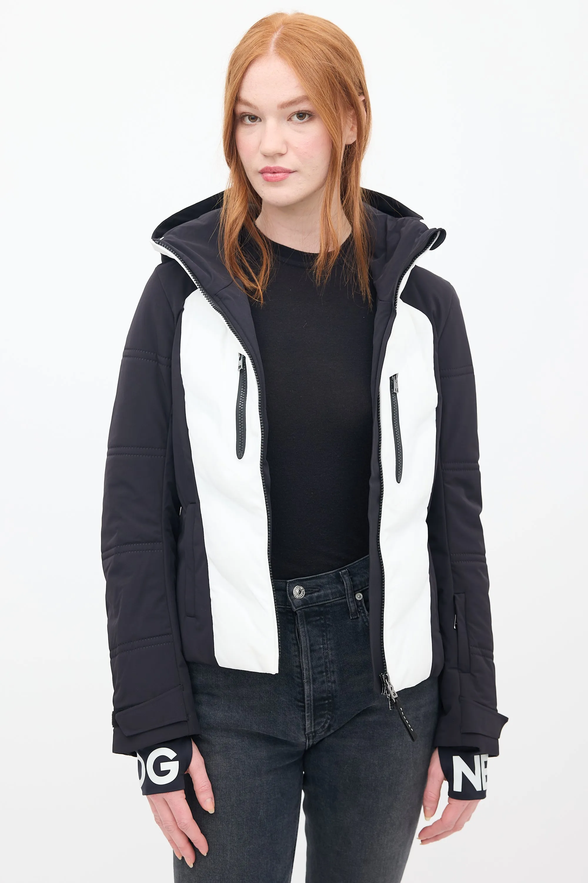 Black & White Nylon Maela Layered Jacket