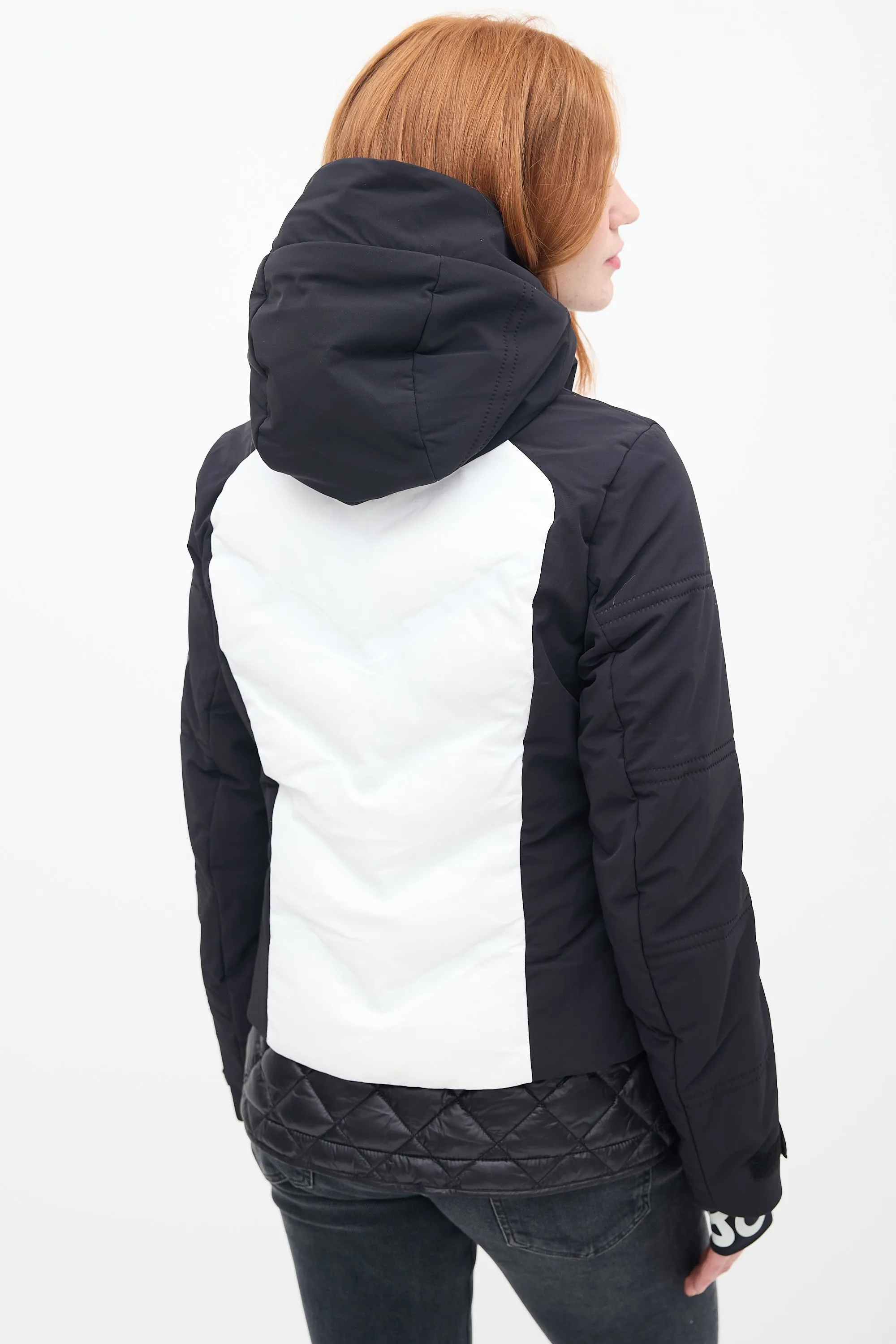 Black & White Nylon Maela Layered Jacket