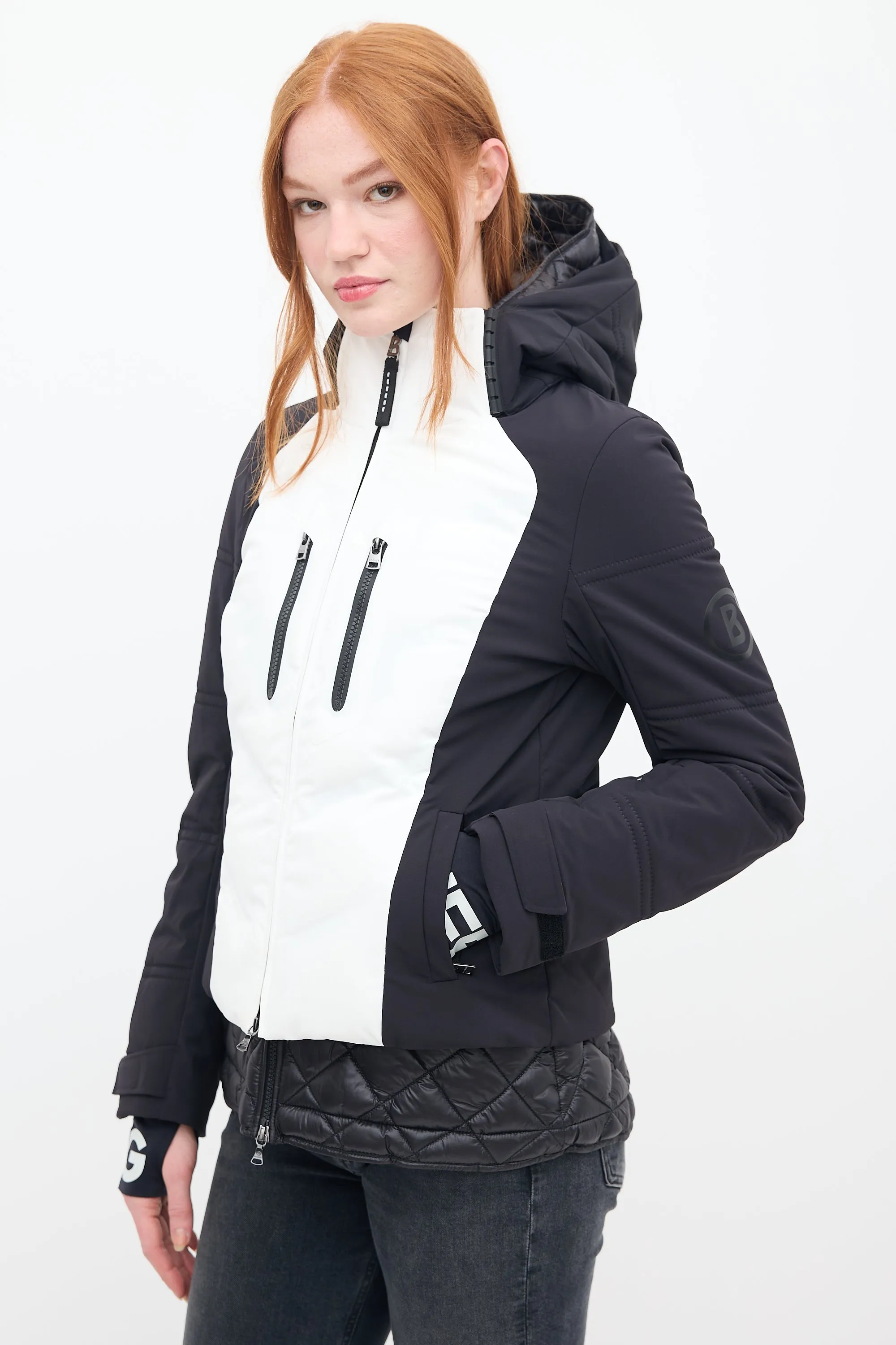 Black & White Nylon Maela Layered Jacket