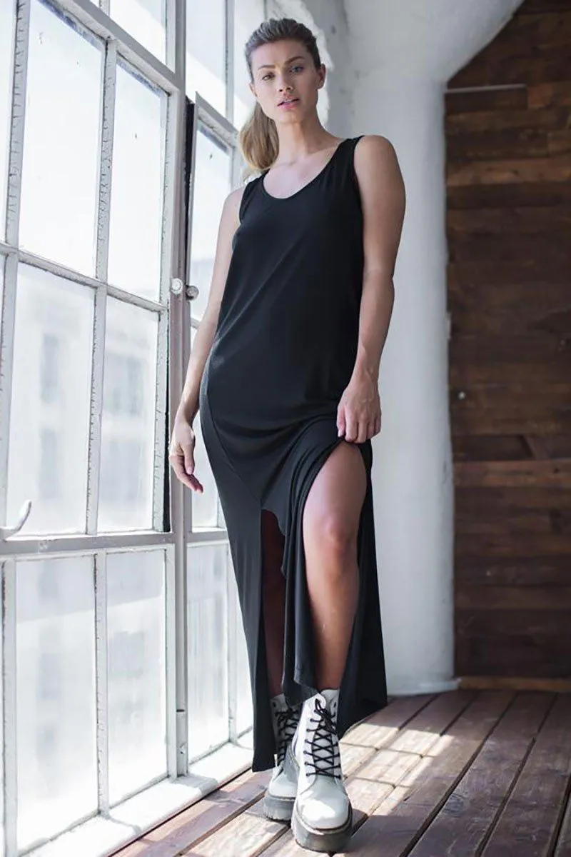 Black Double Slit Maxi Dress