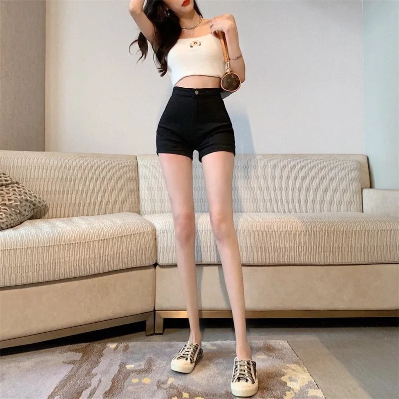 Black High-Waisted Petite Straight Elasticity Shorts