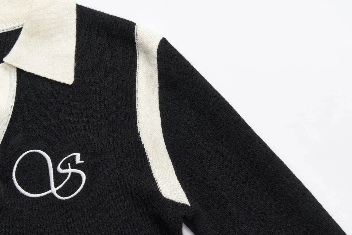 Black Stitched Polo Sweater