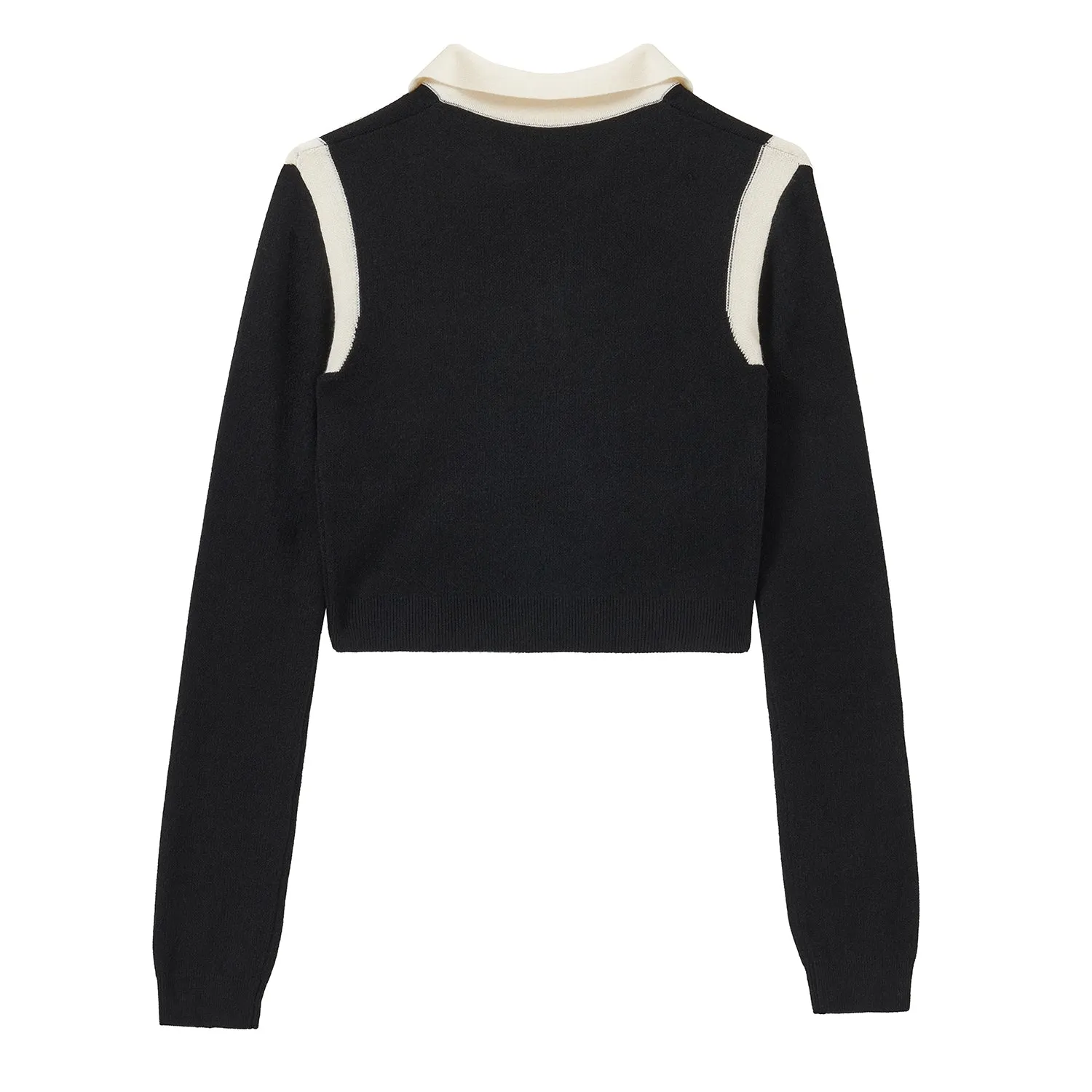 Black Stitched Polo Sweater