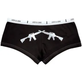 Black - Womens Crossed Rifles Booty Shorts