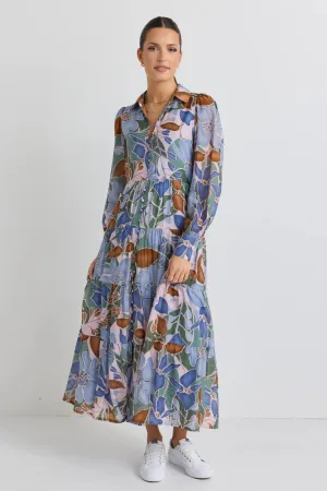 By Rosa Adair Khaki Floral Dress