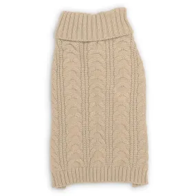 Cable Turtleneck Dog Sweater Beige