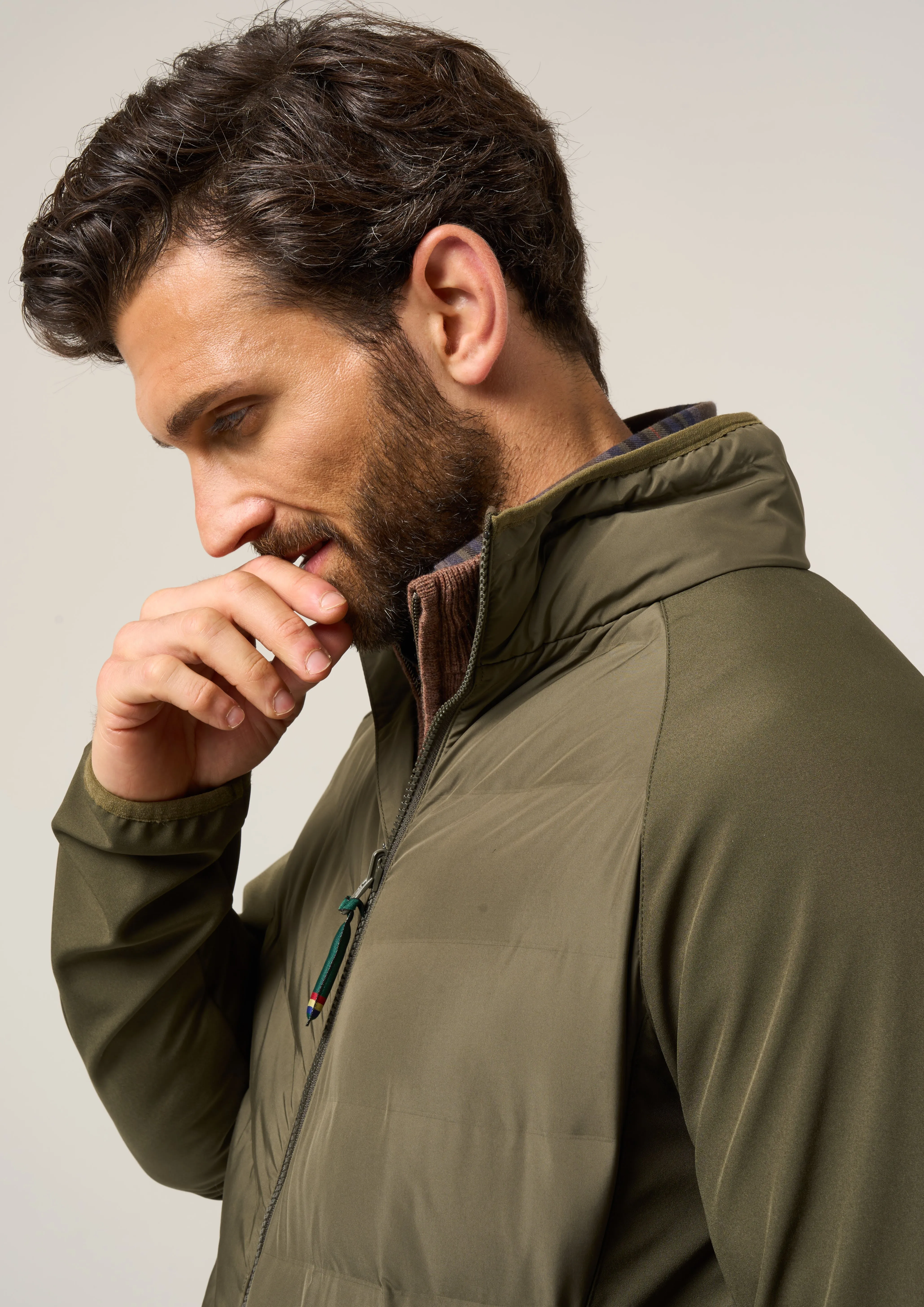 Calsall Men's Hybrid Jacket In Olive - Regular Fit