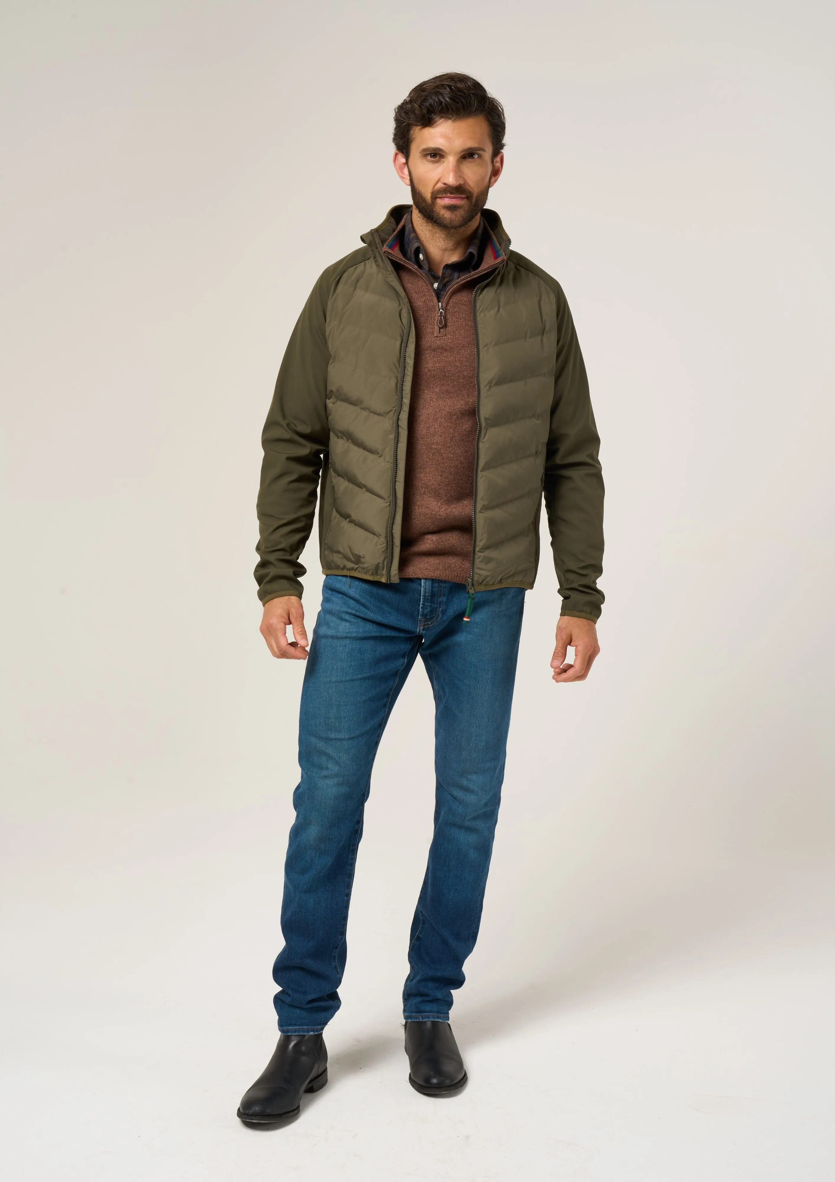 Calsall Men's Hybrid Jacket In Olive - Regular Fit