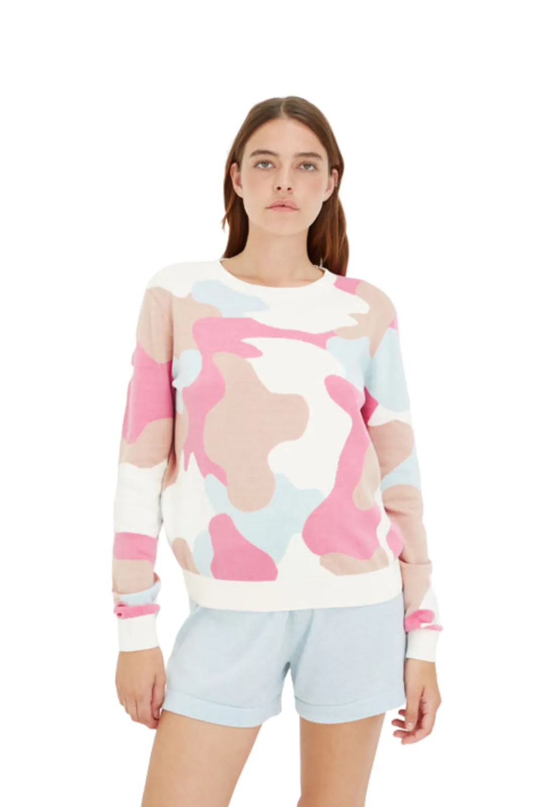 Camo Crew Sweater Pink/Multi