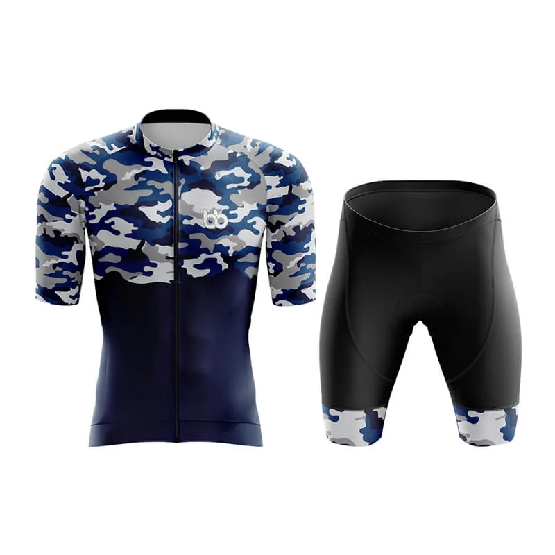 Camouflage Neck Aero Cycling Kit (V1) (Blue)