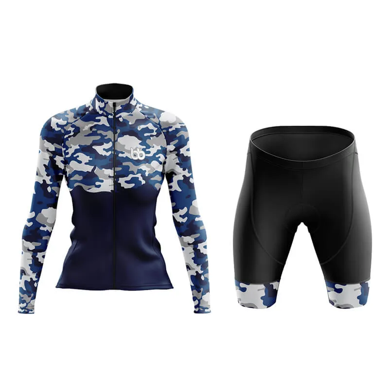 Camouflage Neck Aero Cycling Kit (V1) (Blue)