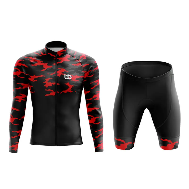 Camouflage Neck Aero Cycling Kit (V1) (Red)