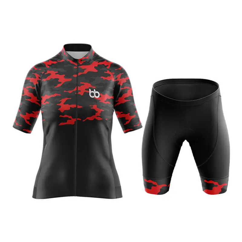 Camouflage Neck Aero Cycling Kit (V1) (Red)