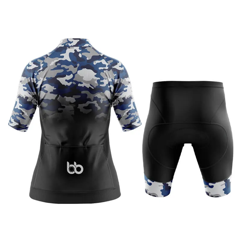 Camouflage Neck Aero Cycling Kit (V3) (Blue-Black)