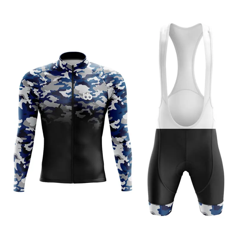 Camouflage Neck Aero Cycling Kit (V3) (Blue-Black)