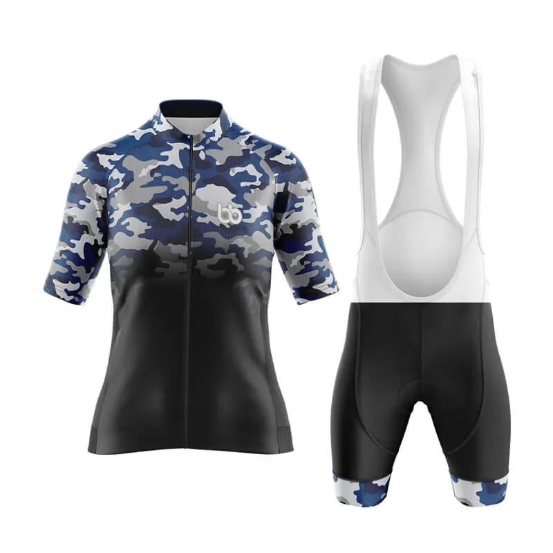 Camouflage Neck Aero Cycling Kit (V3) (Blue-Black)