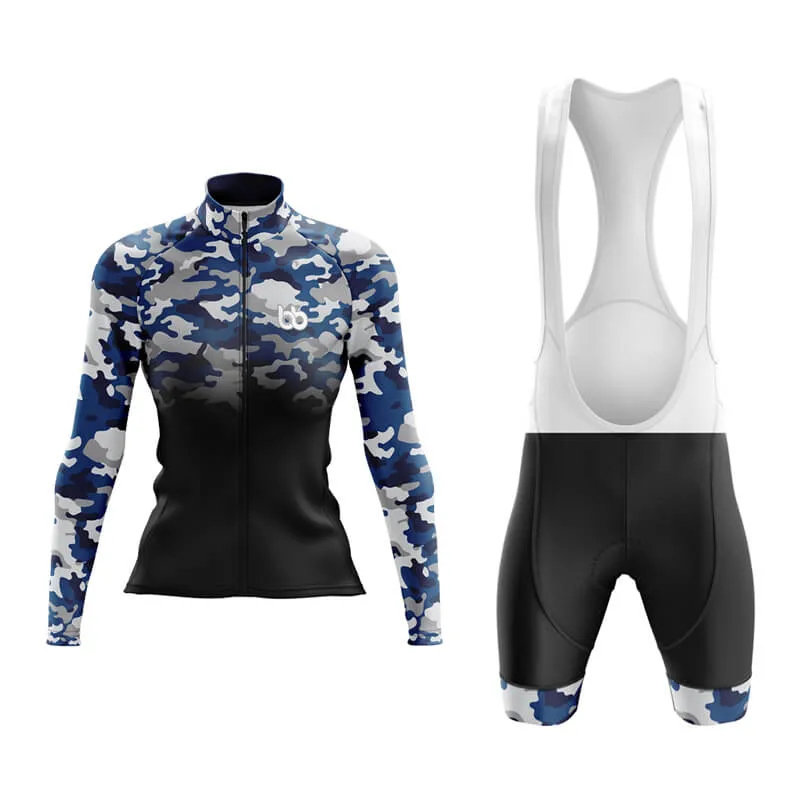 Camouflage Neck Aero Cycling Kit (V3) (Blue-Black)