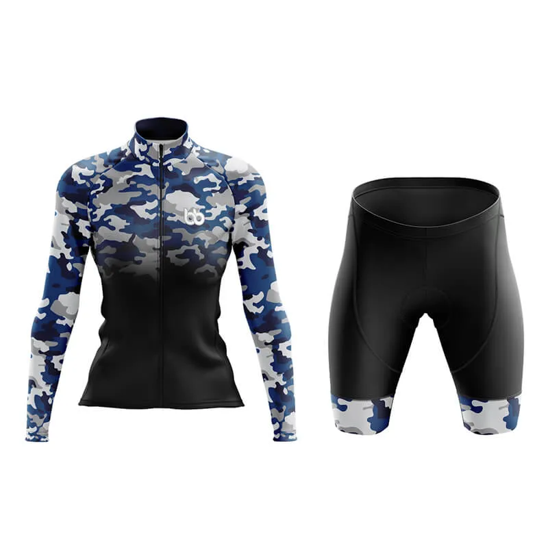 Camouflage Neck Aero Cycling Kit (V3) (Blue-Black)