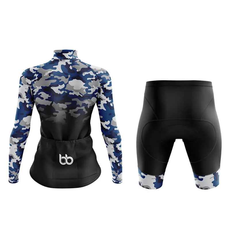 Camouflage Neck Aero Cycling Kit (V3) (Blue-Black)