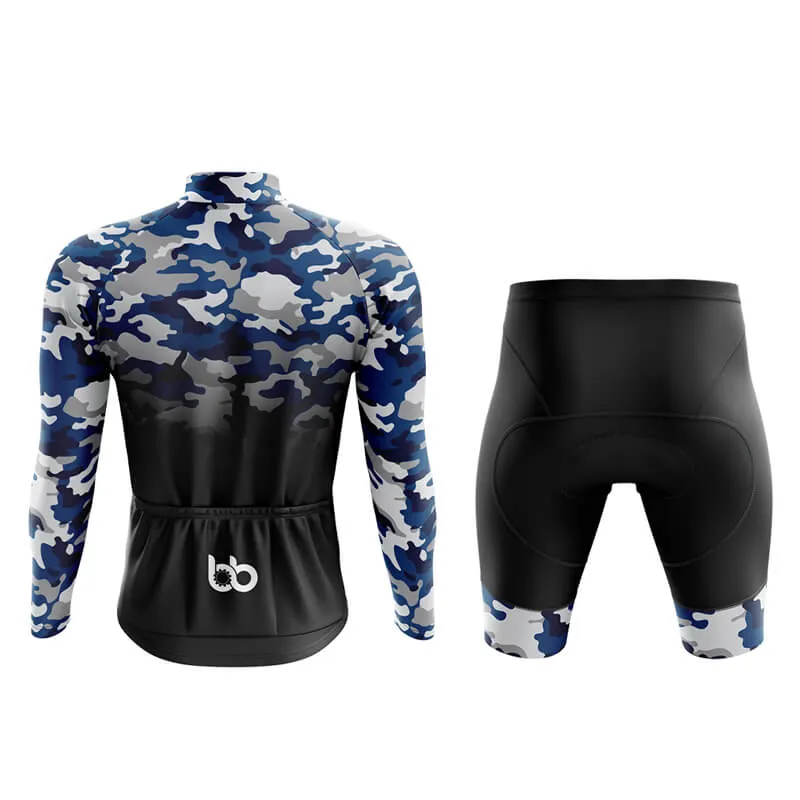 Camouflage Neck Aero Cycling Kit (V3) (Blue-Black)