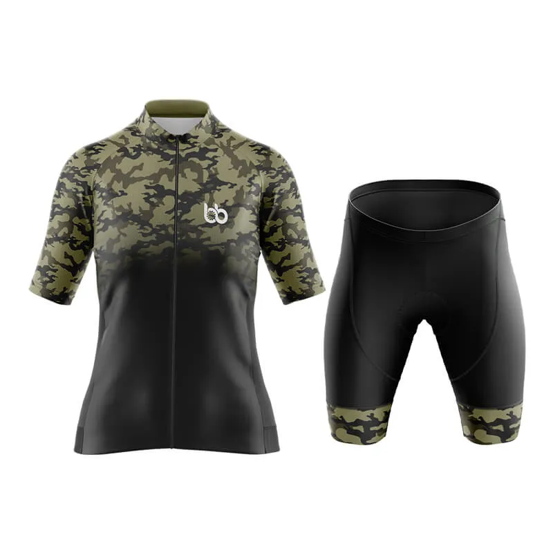 Camouflage Neck Aero Cycling Kit (V3) (Green-Black)