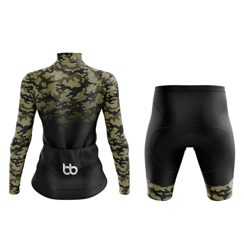 Camouflage Neck Aero Cycling Kit (V3) (Green-Black)