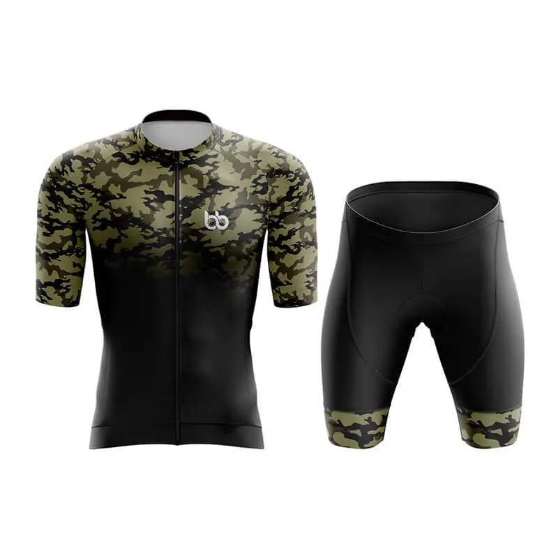 Camouflage Neck Aero Cycling Kit (V3) (Green-Black)