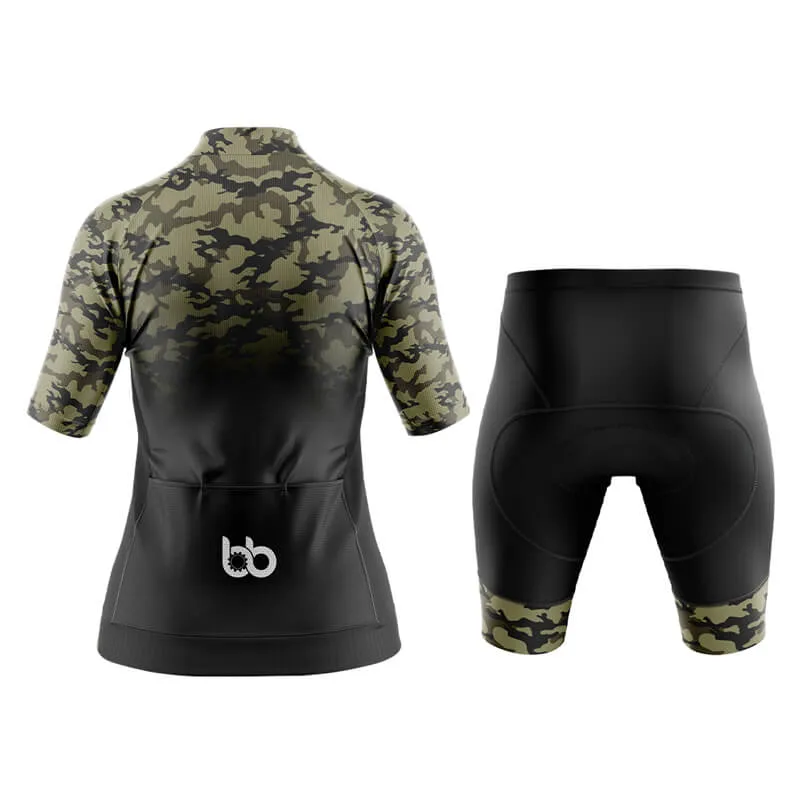 Camouflage Neck Aero Cycling Kit (V3) (Green-Black)