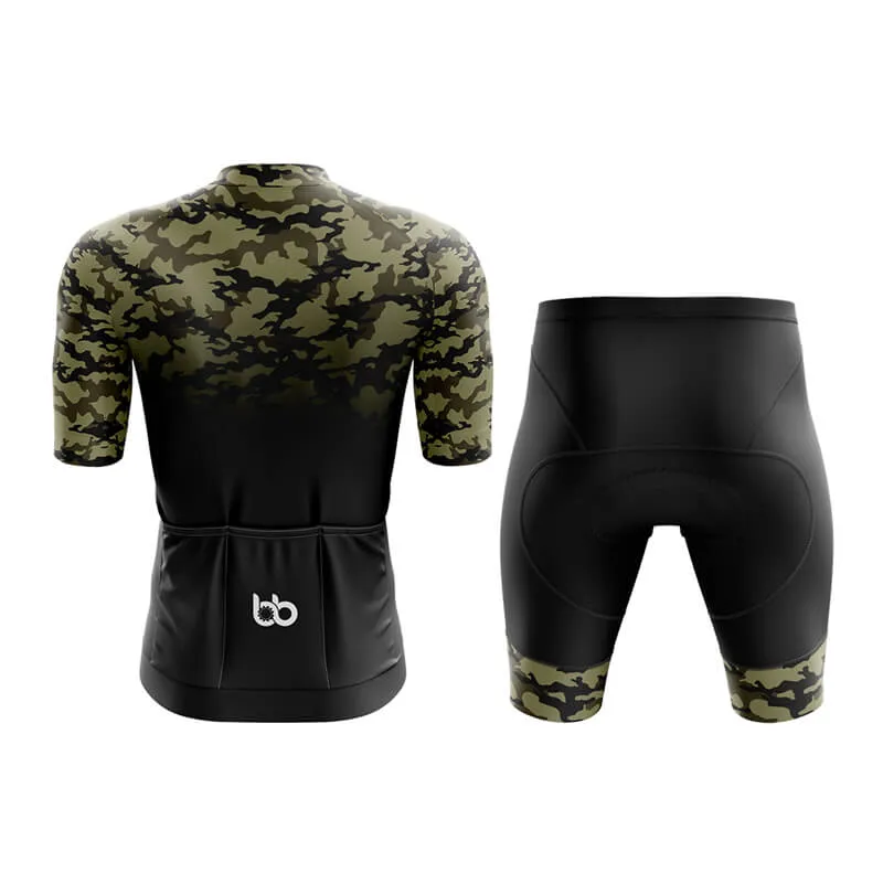 Camouflage Neck Aero Cycling Kit (V3) (Green-Black)