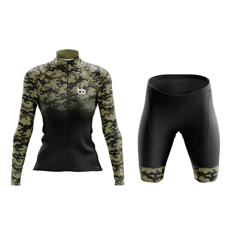 Camouflage Neck Aero Cycling Kit (V3) (Green-Black)