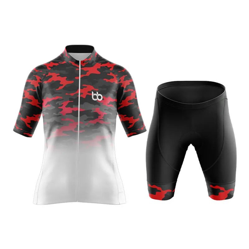 Camouflage Neck Aero Cycling Kit (V3) (Red-White)