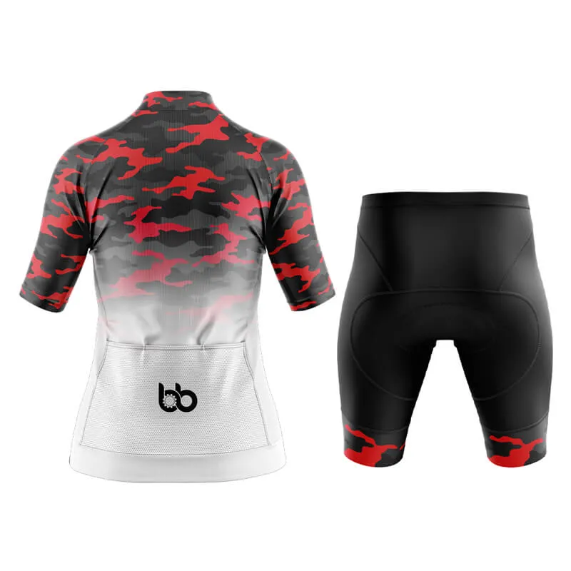 Camouflage Neck Aero Cycling Kit (V3) (Red-White)