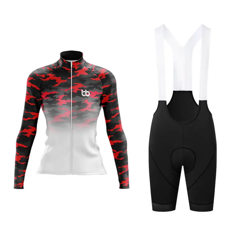 Camouflage Neck Aero Cycling Kit (V3) (Red-White)